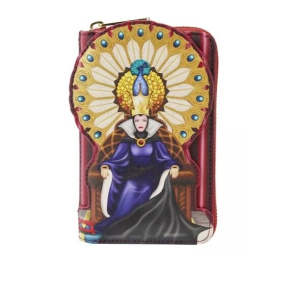 Disney Loungefly Red Snow White Evil Queen Throne Zip Around Wallet, RARE NEW - Picture 6 of 6